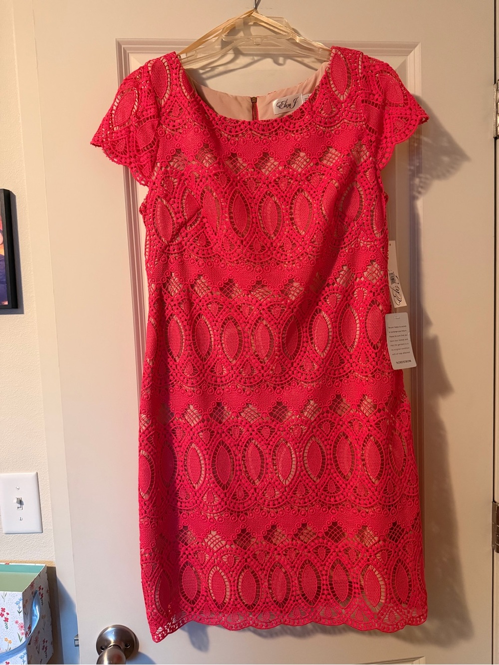 Nordstrom Brand New Eliza J Dress with Tags – Pink & Beige Mesh – Size 8